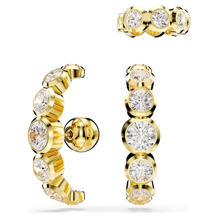 swarovski حلية للأذن imber، طقم  3 قطع ، قطع مستدير، لون أبيض، طلاء باللون الذهبي