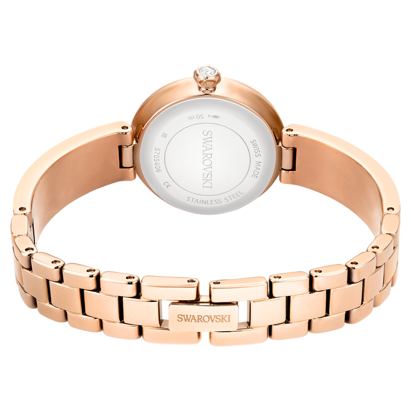 swarovski matrix pearl bangle bangle watch  swiss made  crystal bracelet  white  rose gold tone finish