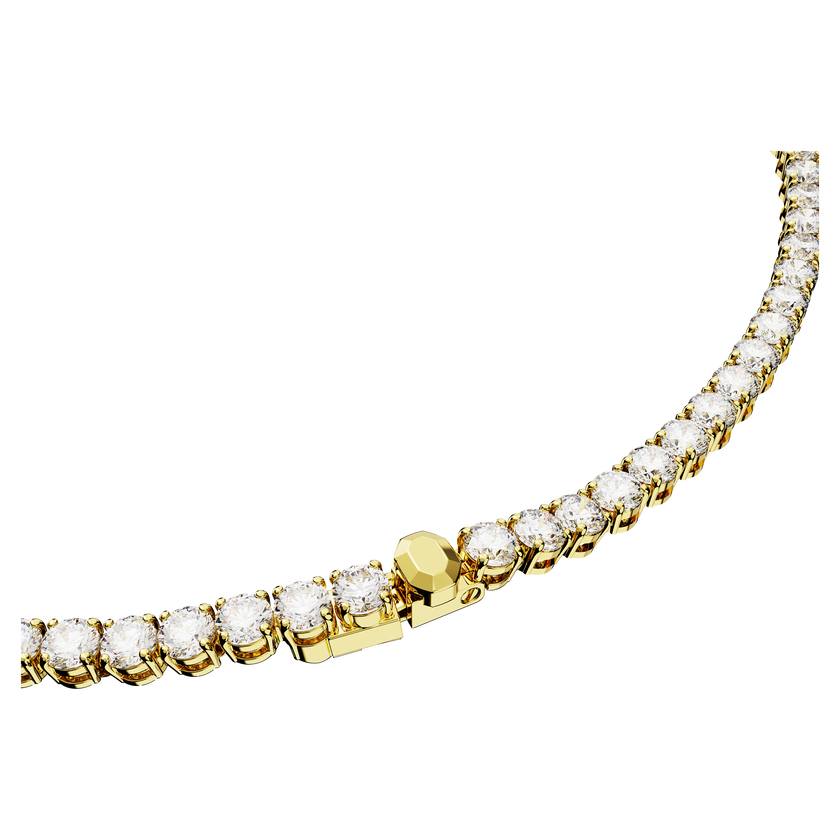 swarovski matrix tennis necklace  round cut  white  18k gold finish