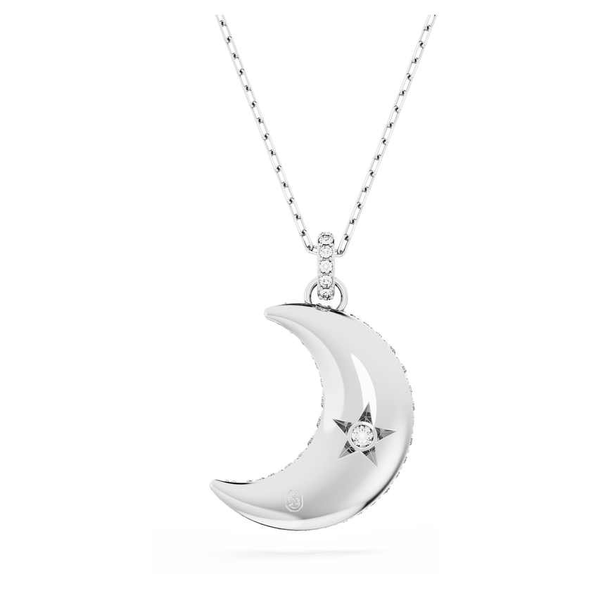 swarovski sublima pendant  moon  white  rhodium plated