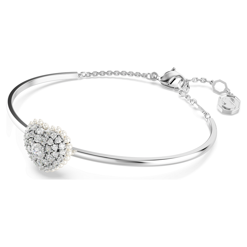 swarovski idyllia bangle  heart  white  rhodium plated