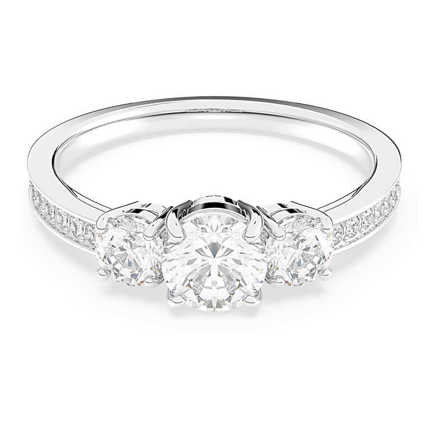 swarovski attract trilogy round ring  white  rhodium plating