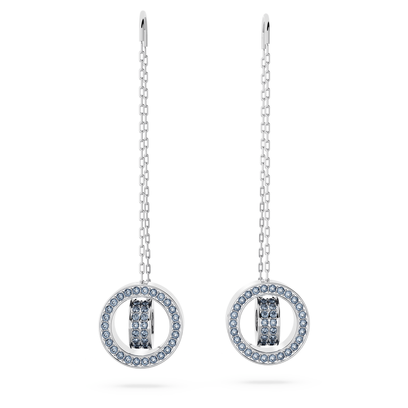 swarovski أقراط متدلية hollow، طويلة، لون أزرق، طلاء روديوم