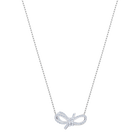 Lifelong necklace, Bow, White, Rhodium plated