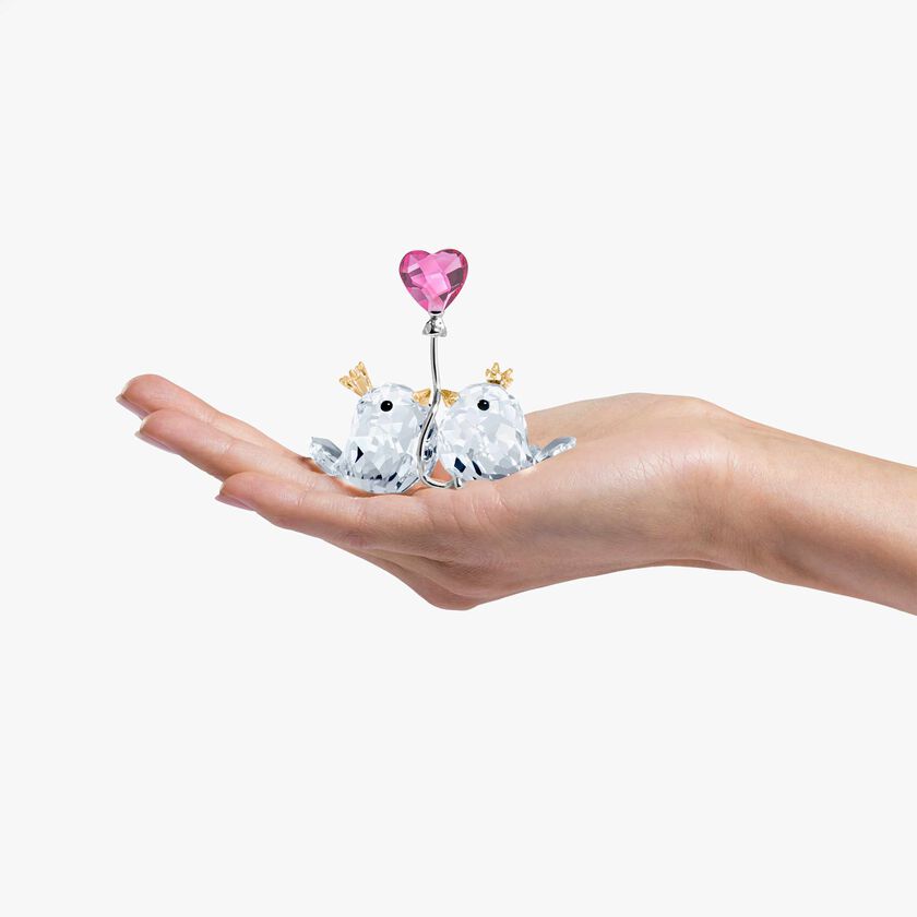 swarovski love birds  pink heart
