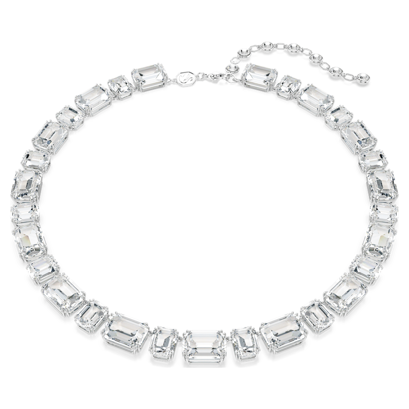 swarovski millenia necklace  octagon cut  white  rhodium plated