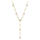 عقد Imber على شكل حرف Y، قطع مُستدير، تصميم متباين، لون أبيض، طلاء بلون ذهبي