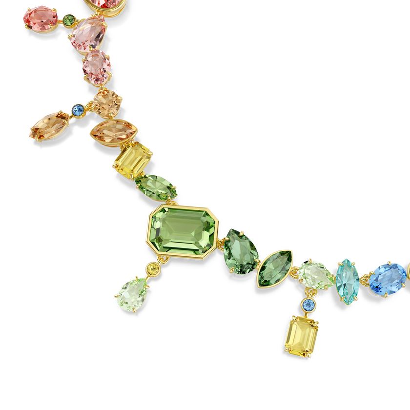 swarovski عقد gema، قطع متنوع، أحجار كريستال متدلية، ألوان متعددة، لمسة نهائية من الذهب عيار 18 قيراط