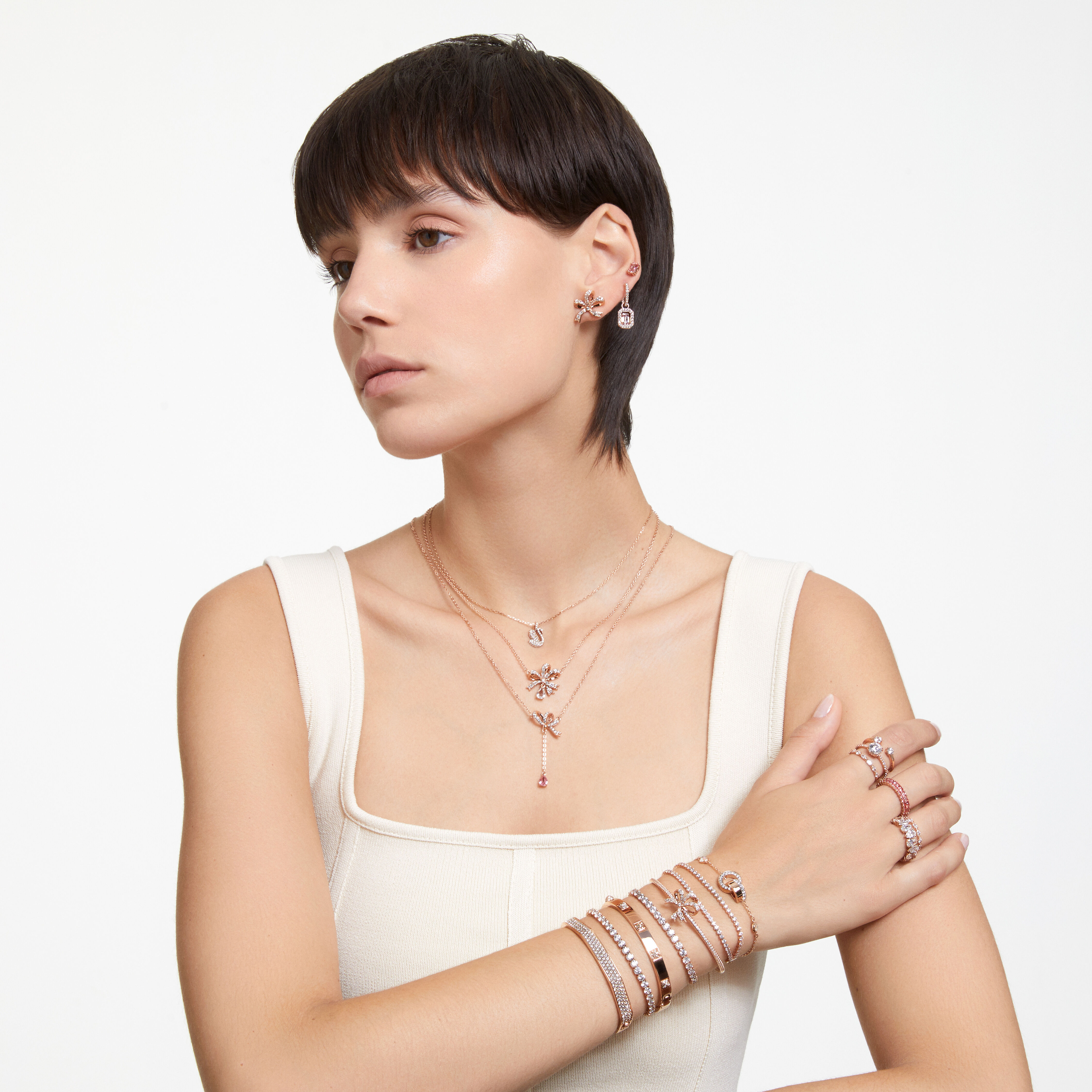 Buy Swarovski Hollow bracelet White Rose gold tone plated