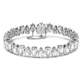 swarovski سوار تنس matrix، قطع على شكل كمثرى، لون أبيض، طلاء روديوم