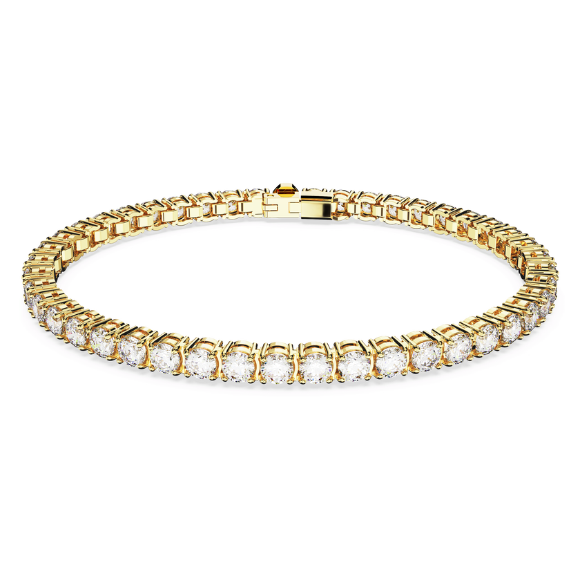 swarovski سوار matrix tennis، قطع مستدير، لون أبيض، طلاء بلون ذهبي