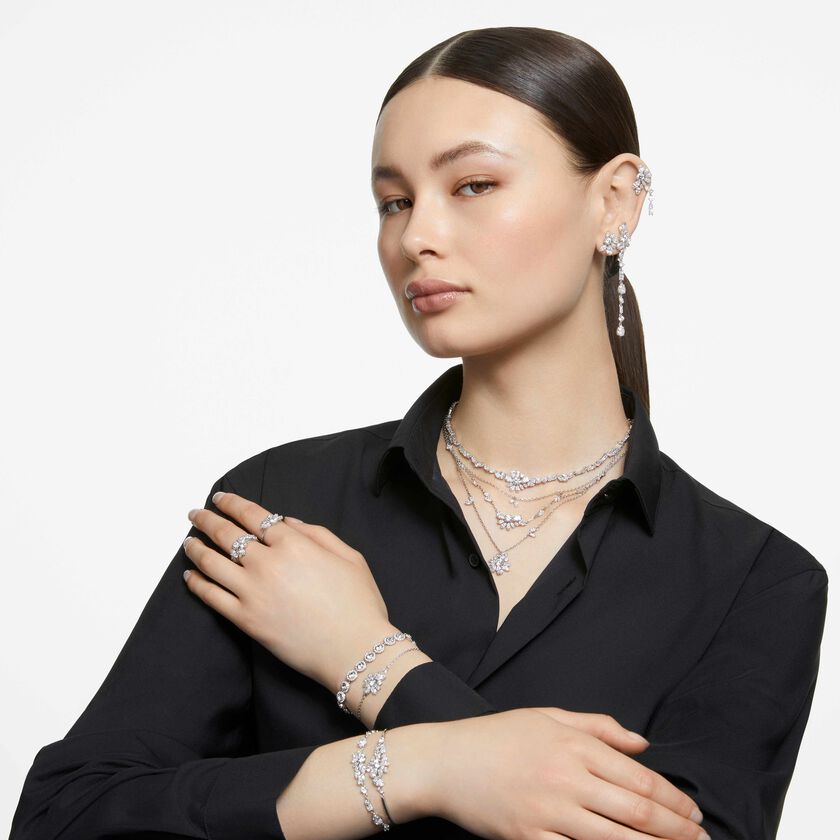swarovski سوار تنس una angelic،   قطع مستدير، حجم صغير، لون أبيض، طلاء روديوم