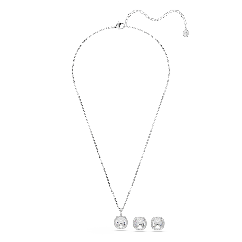 swarovski una angelic set  cushion cut  white  rhodium plated