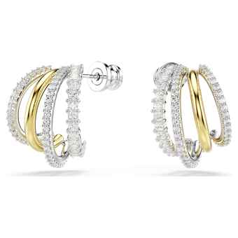 swarovski hyperbola hoop earrings  mixed cuts  mini  white  mixed metal finish