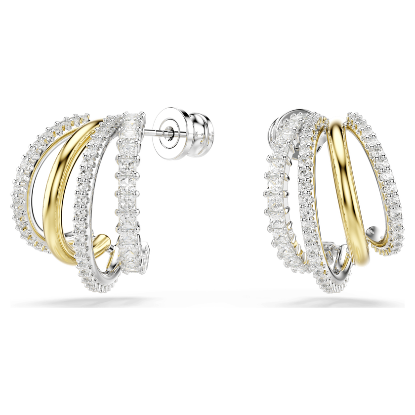 swarovski hyperbola hoop earrings  mixed cuts  mini  white  mixed metal finish