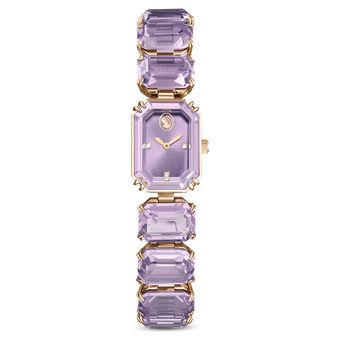 swarovski millenia watch  octagon cut bracelet  purple  champagne gold tone finish