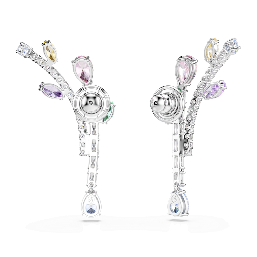 ariana grande x swarovski drop earrings  mixed cuts  multicolored  rhodium plated