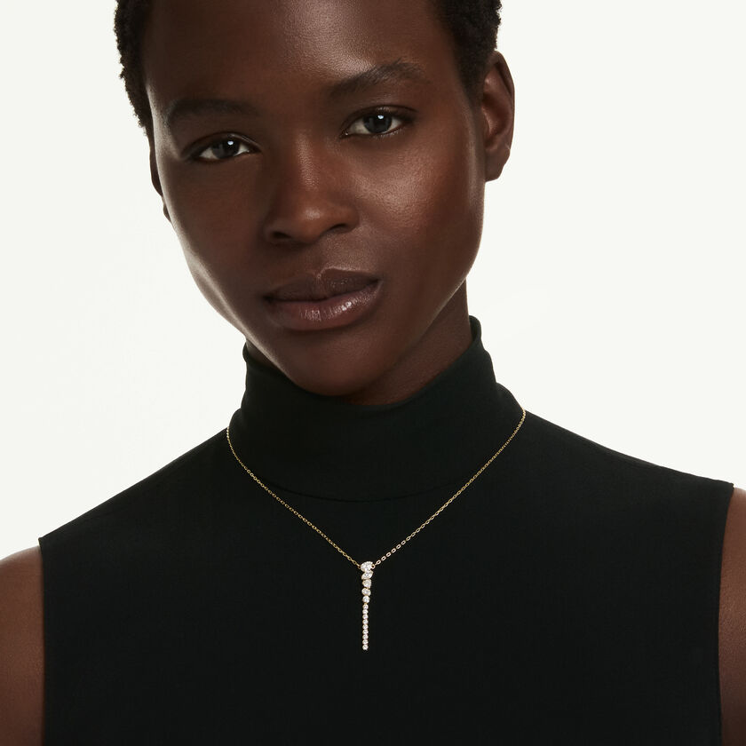 swarovski عقد mesmera على شكل حرف y، قطع متنوع، لون أبيض، لمسة نهائية من الذهب عيار 18 قيراط
