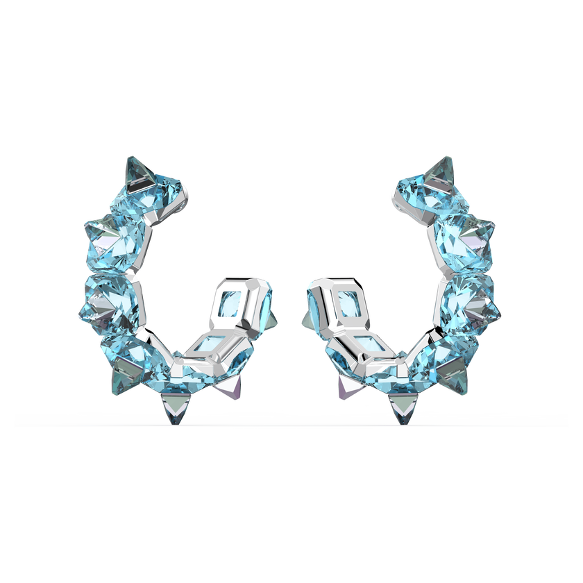 swarovski chroma hoop earrings  blue  rhodium plated