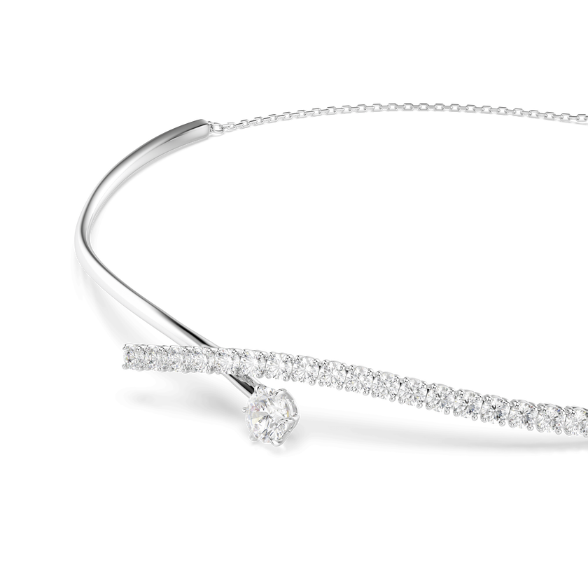 swarovski عقد matrix، قطع مُستدير، لون أبيض، طلاء روديوم