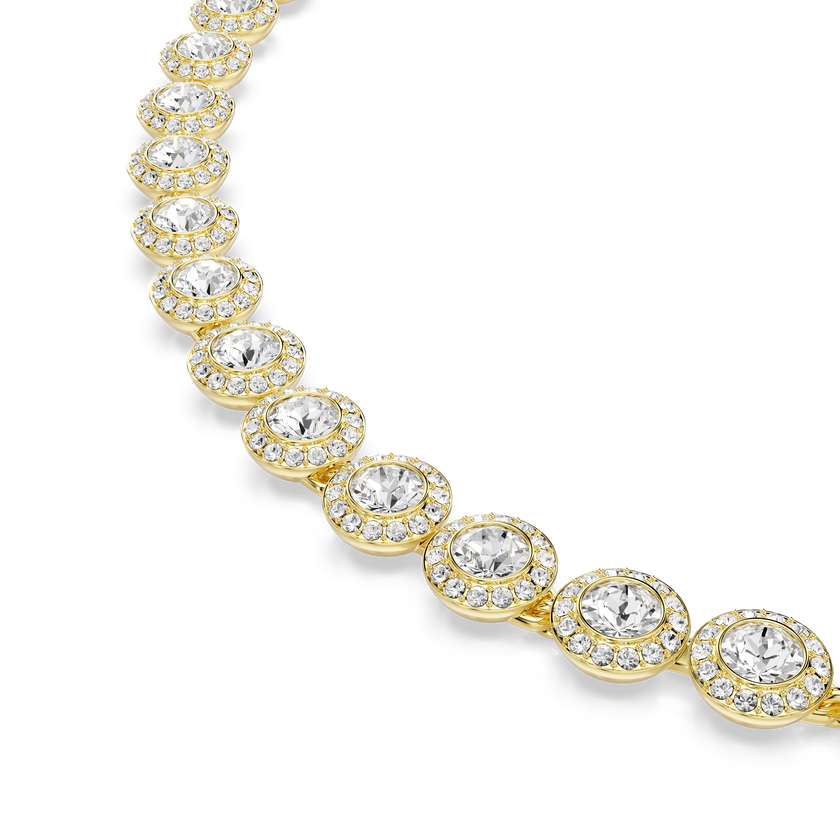 swarovski طقم una angelic، طقم من 3 قطع، قطع مُستدير، لون أبيض، لمسة نهائية من الذهب عيار 18 قيراط