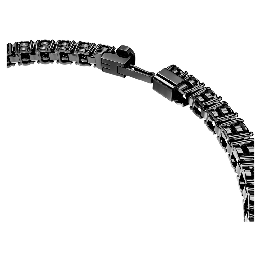 swarovski matrix tennis bracelet  round cut  black  ruthenium plated