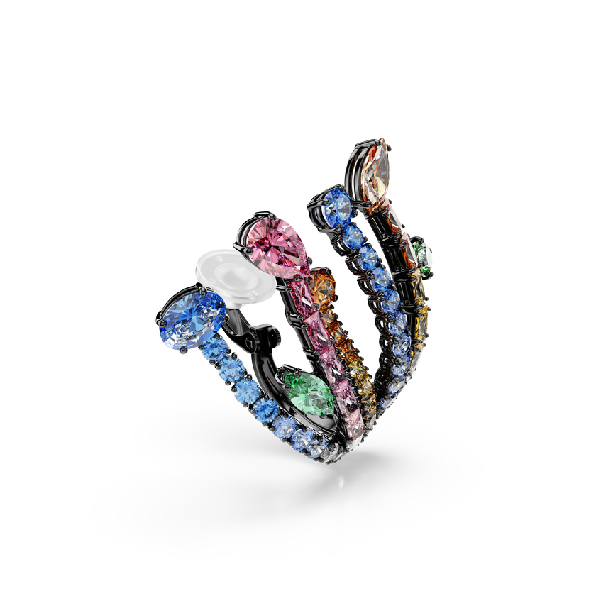 swarovski أقراط matrix، قطع متنوع، شكل باقة، ألوان متعددة، طلاء روثينيوم