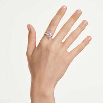 خاتم موتيف ariana grande x swarovski، قطع متنوع، شكل يعسوب، ألوان متعددة، طلاء روديوم