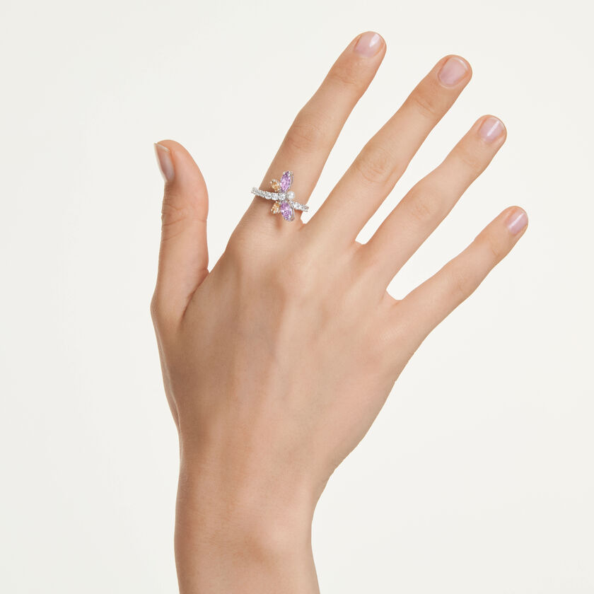 خاتم موتيف ariana grande x swarovski، قطع متنوع، شكل يعسوب، ألوان متعددة، طلاء روديوم