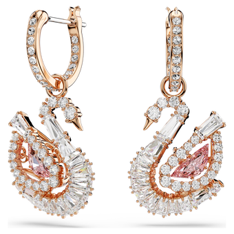 swarovski swan drop earrings  pav   swan  pink