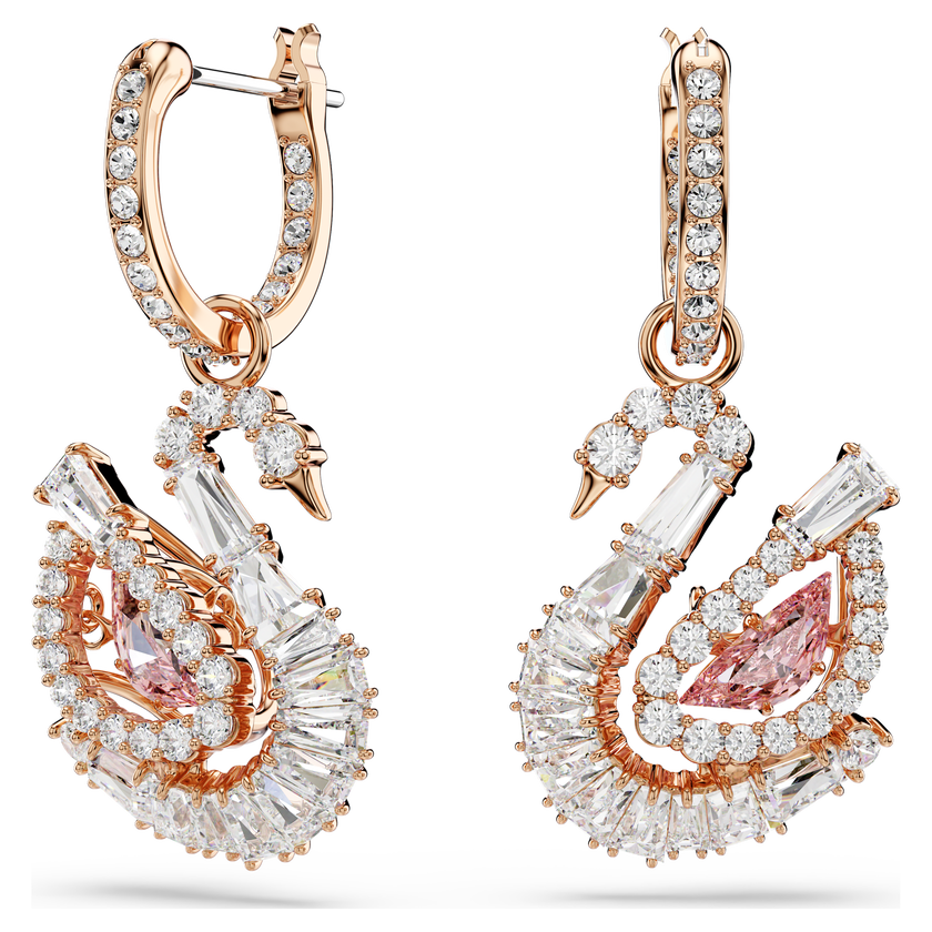 swarovski swan drop earrings  pav   swan  pink