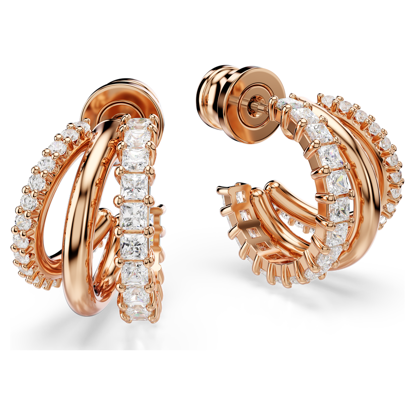 swarovski hyperbola hoop earrings  mixed cuts  mini  white  rose gold tone plated