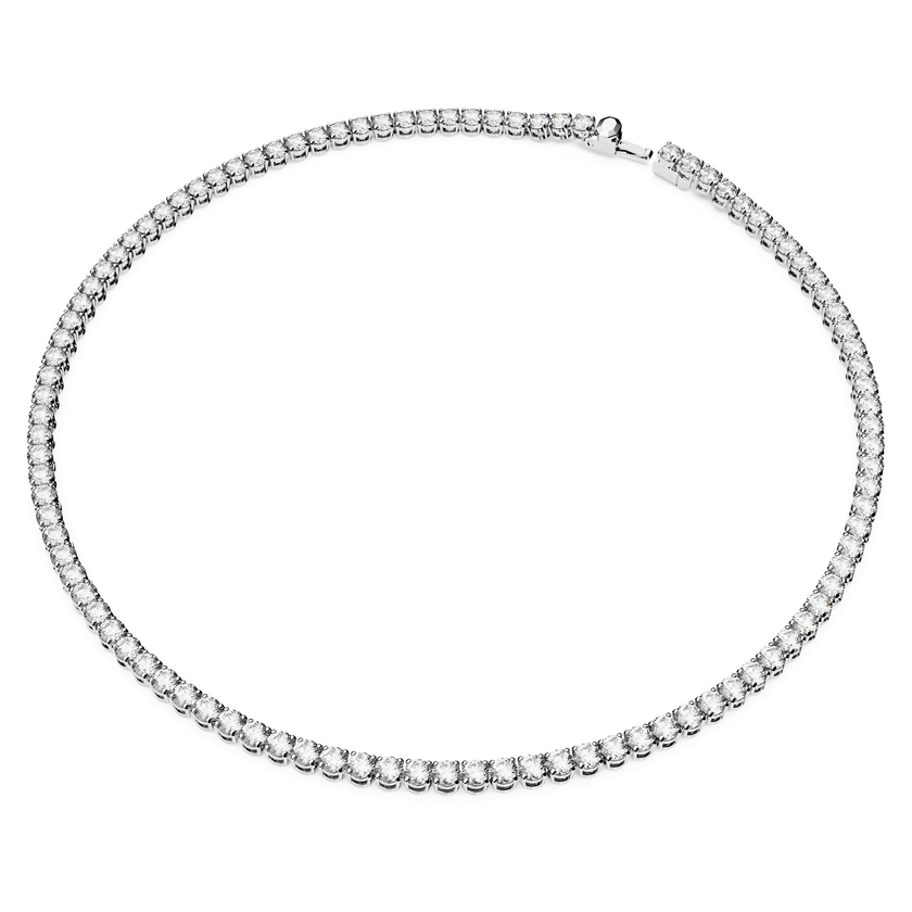 swarovski عقد matrix tennis، قطع مُستدير، لون أبيض، طلاء روديوم