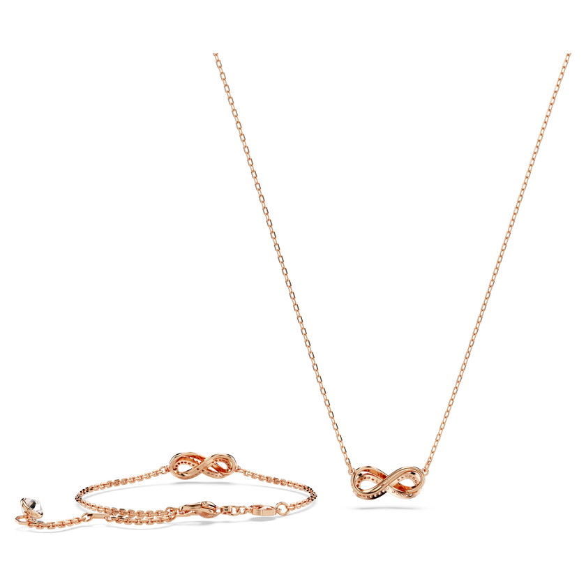 swarovski hyperbola set  infinity  white  rose gold tone plated
