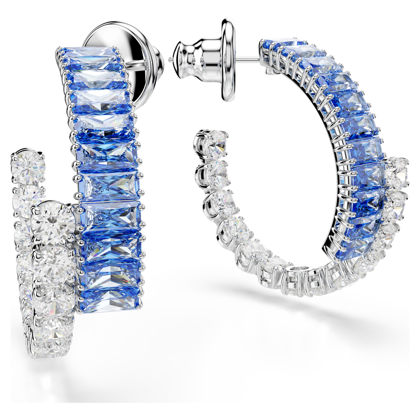 swarovski أقراط حلقية matrix، قطع متنوع، لون أزرق، طلاء روديوم
