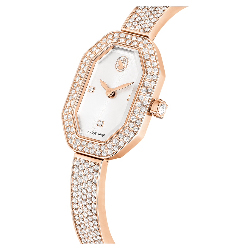 swarovski dextera bangle watch  swiss made  metal bracelet  rose gold tone  rose gold tone finish