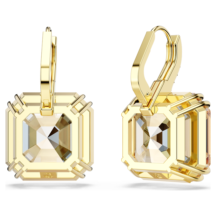 swarovski millenia drop earrings  mixed cuts  caramel  gold tone plated