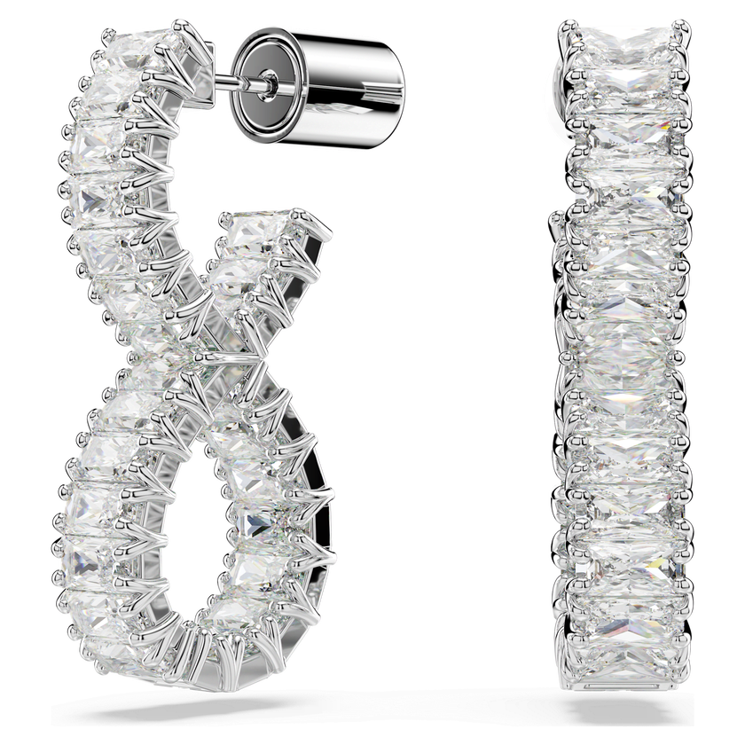 swarovski hyperbola hoop earrings  infinity  white  rhodium plated