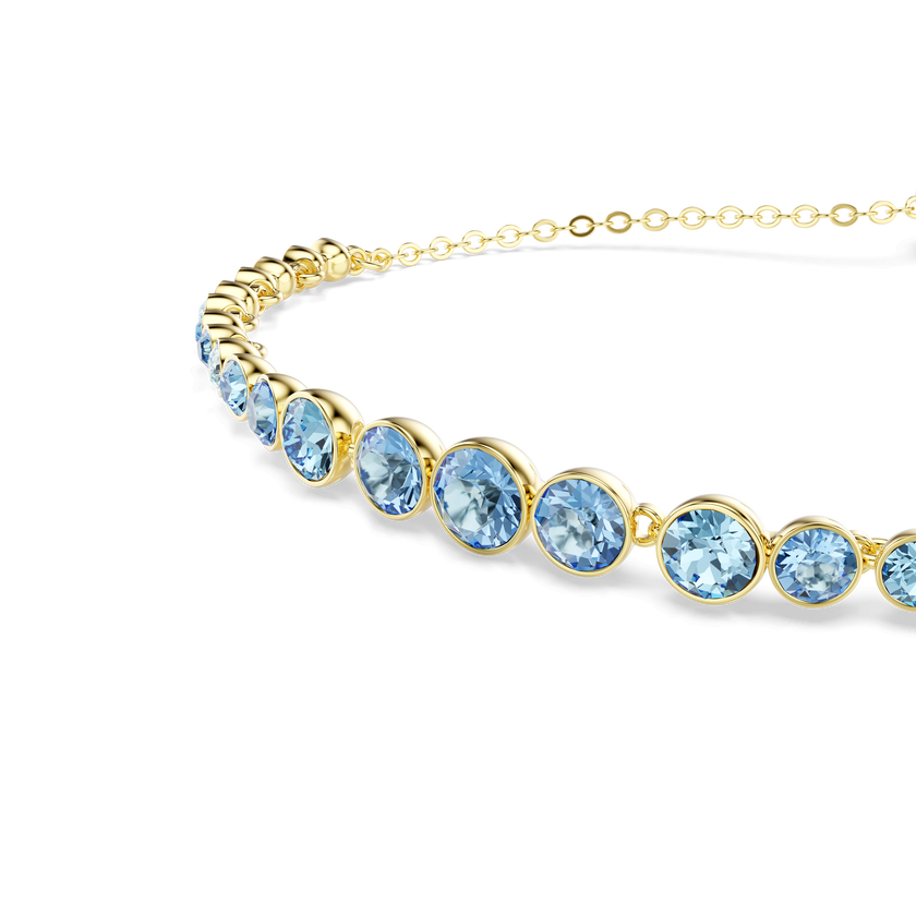 swarovski imber bracelet  round cut  blue  18k gold finish