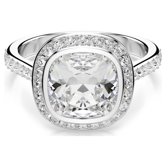 swarovski خاتم الهالة una angelic، قطع الوسادة، لون أبيض، طلاء روديوم