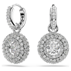swarovski sublima drop earrings  round cut  white  rhodium plated
