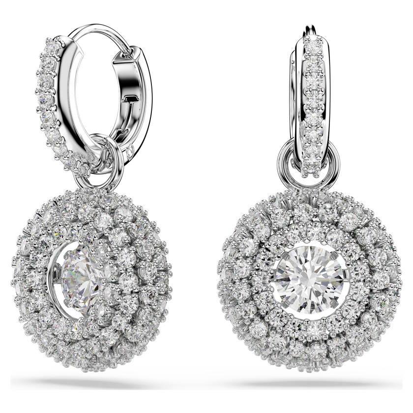 swarovski sublima drop earrings  round cut  white  rhodium plated