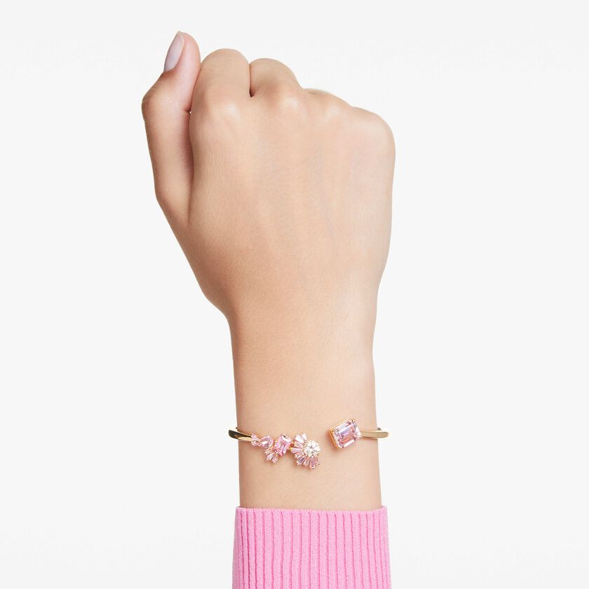 swarovski سوار gema، قطع متنوع، لون وردي، طلاء بلون ذهبي