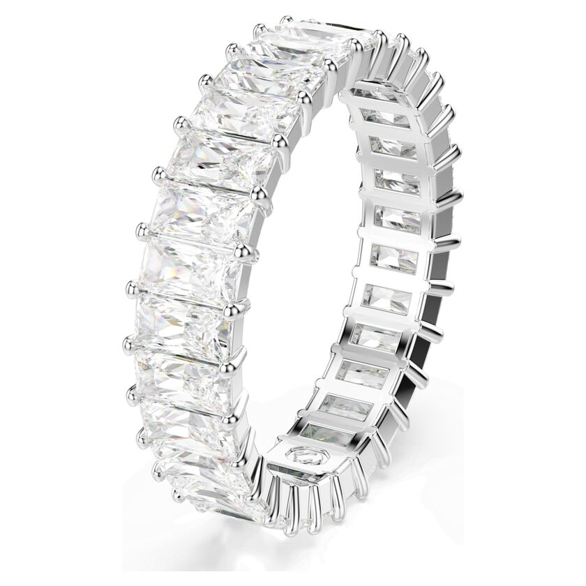 Buy Swarovski Matrix ring, Baguette cut, White, Rhodium plated