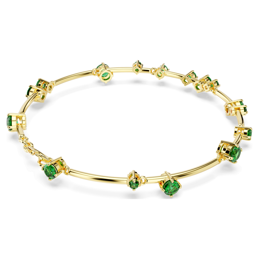 swarovski constella bangle  mixed round cuts  green  gold tone plated