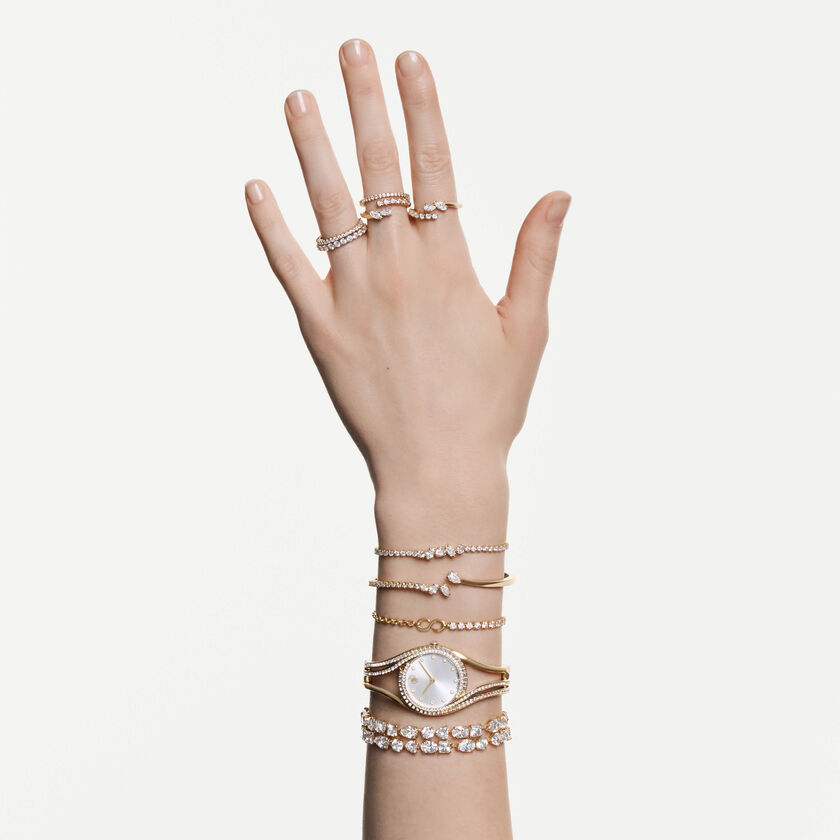 swarovski mesmera bangle  mixed cuts  white  18k gold finish