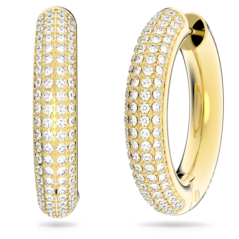 swarovski dextera hoop earrings  medium  white  gold tone plated