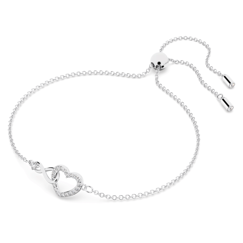 swarovski سوار hyperbola، على شكل لانهاية وقلب، لون أبيض، طلاء روديوم