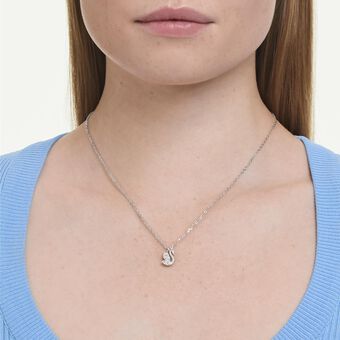 swarovski قلادة swan، قطع متنوع، شكل بجعة، لون أبيض، طلاء روديوم