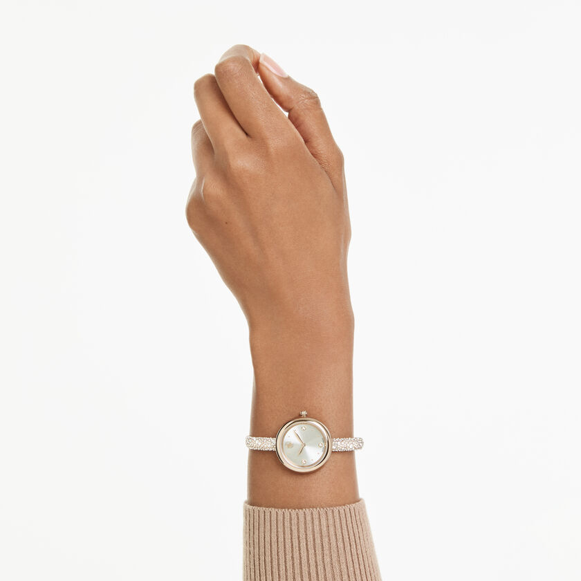 swarovski ساعة sublima bangle، صناعة سويسرية، سوار معدني، لون ذهبي وردي، لمسة نهائية بلون ذهبي وردي